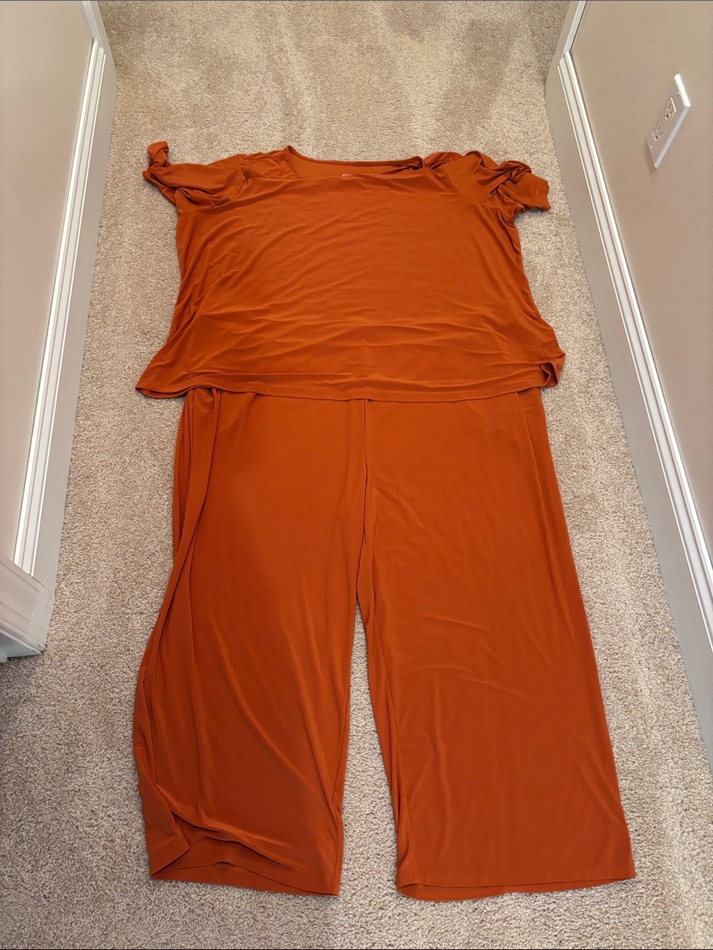 Attitudes by Renee Como Jersey Elbow Sleeve & Crop Pants 3X in Hot Spice